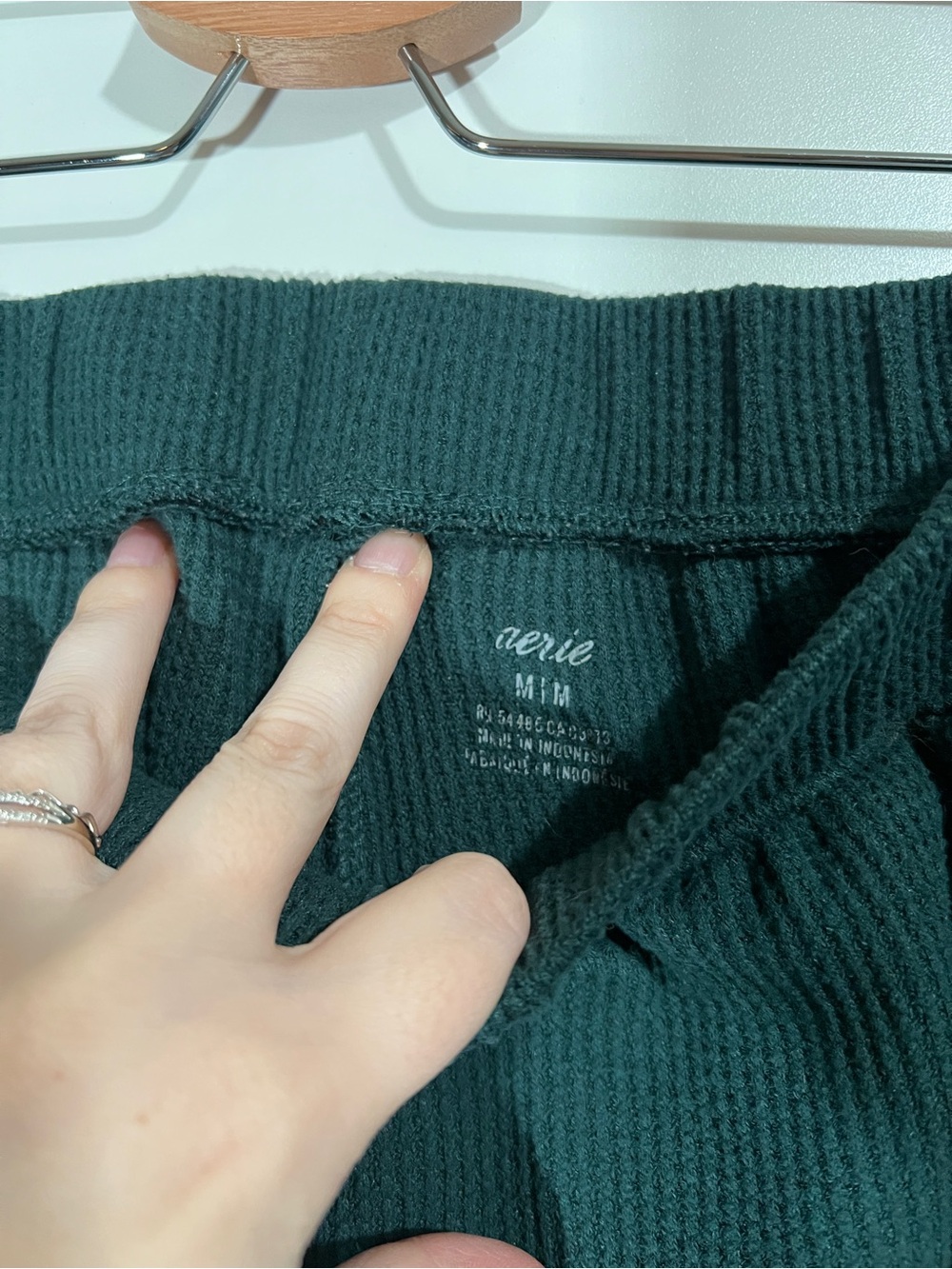 Aerie Waffle Joggers Cargo Style Green Size Medium Loungewear Cozy - Picture 3 of 7